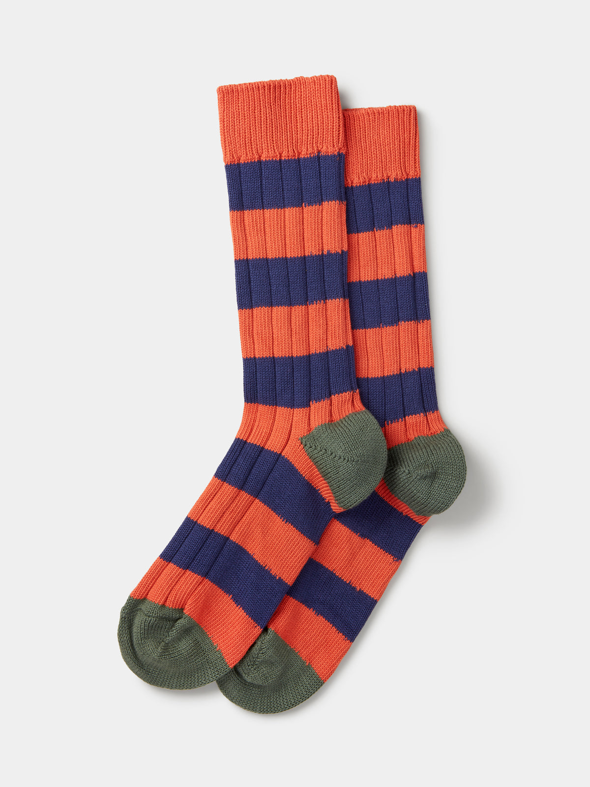 Aubin Rugby Striped Sock in Orange/Navy Stripe
