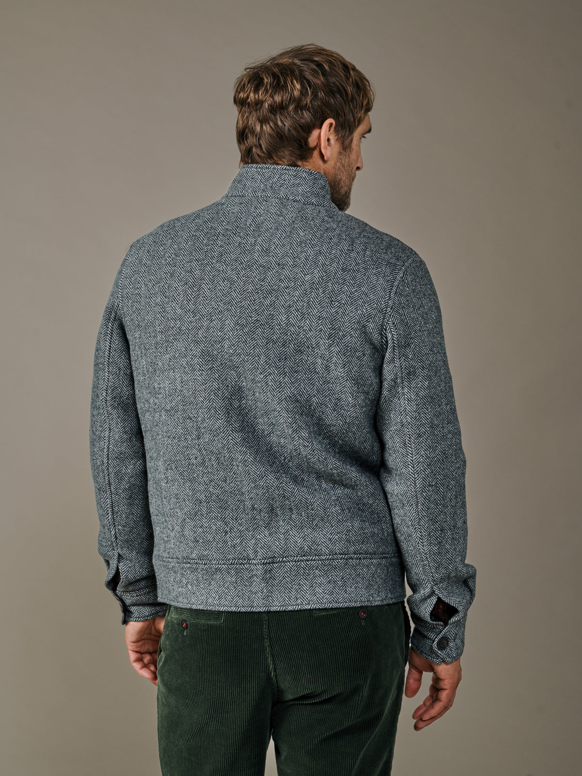 Aubin Grey Herringbone Sturton Wool Herringbone Harrington | Harrington