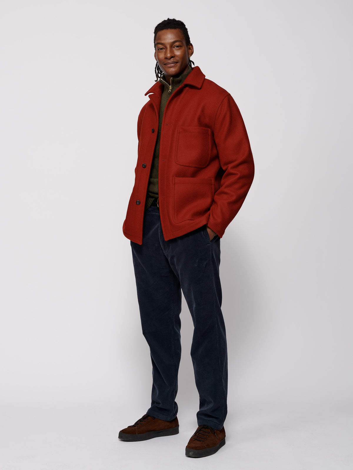 Aubin Red Saltfleet Worker Coat | Wool Coat