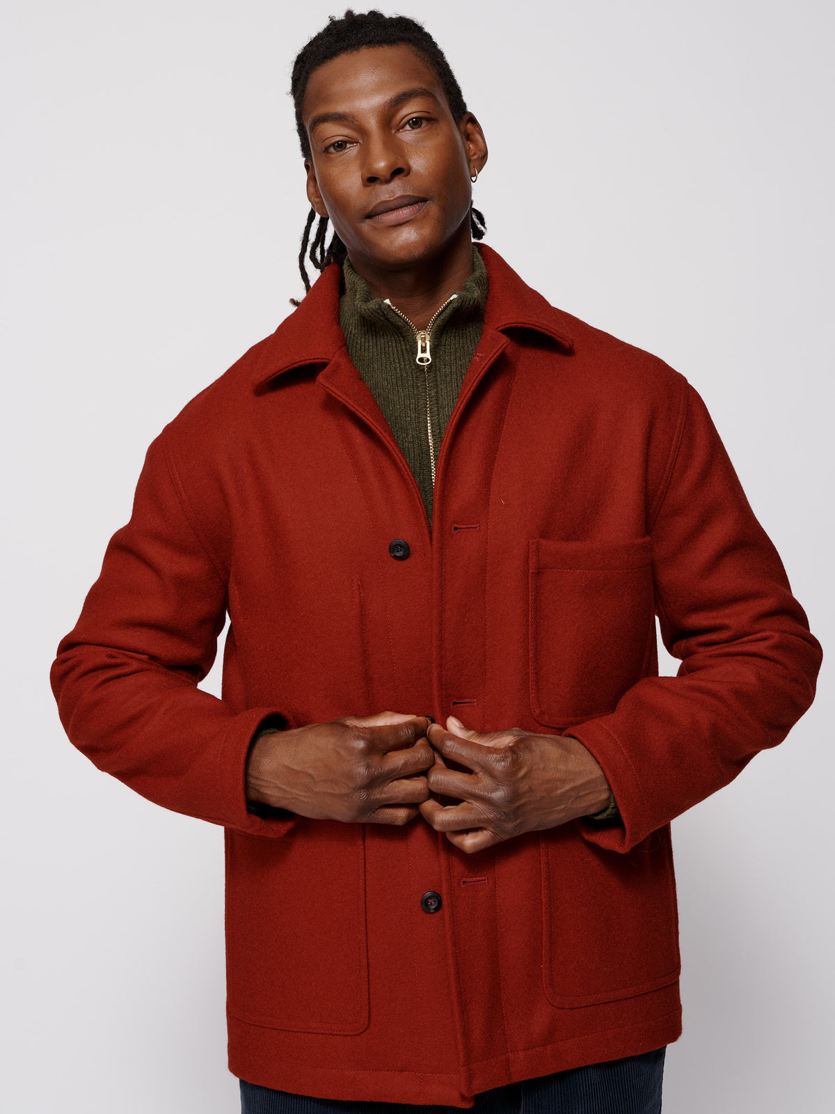 Aubin Red Saltfleet Worker Coat | Wool Coat