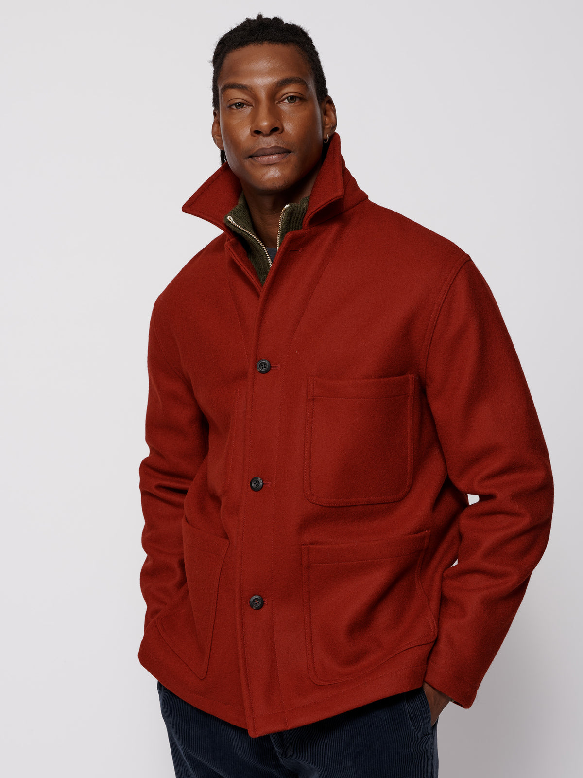Aubin Red Saltfleet Worker Coat | Wool Coat