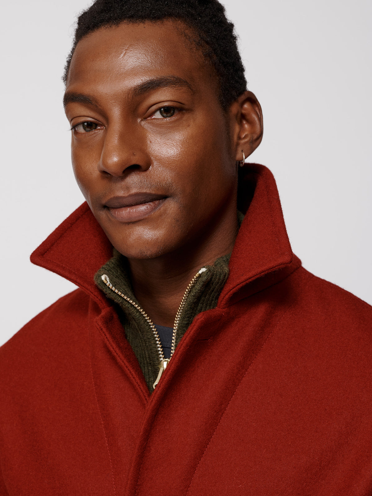 Aubin Red Saltfleet Worker Coat | Wool Coat