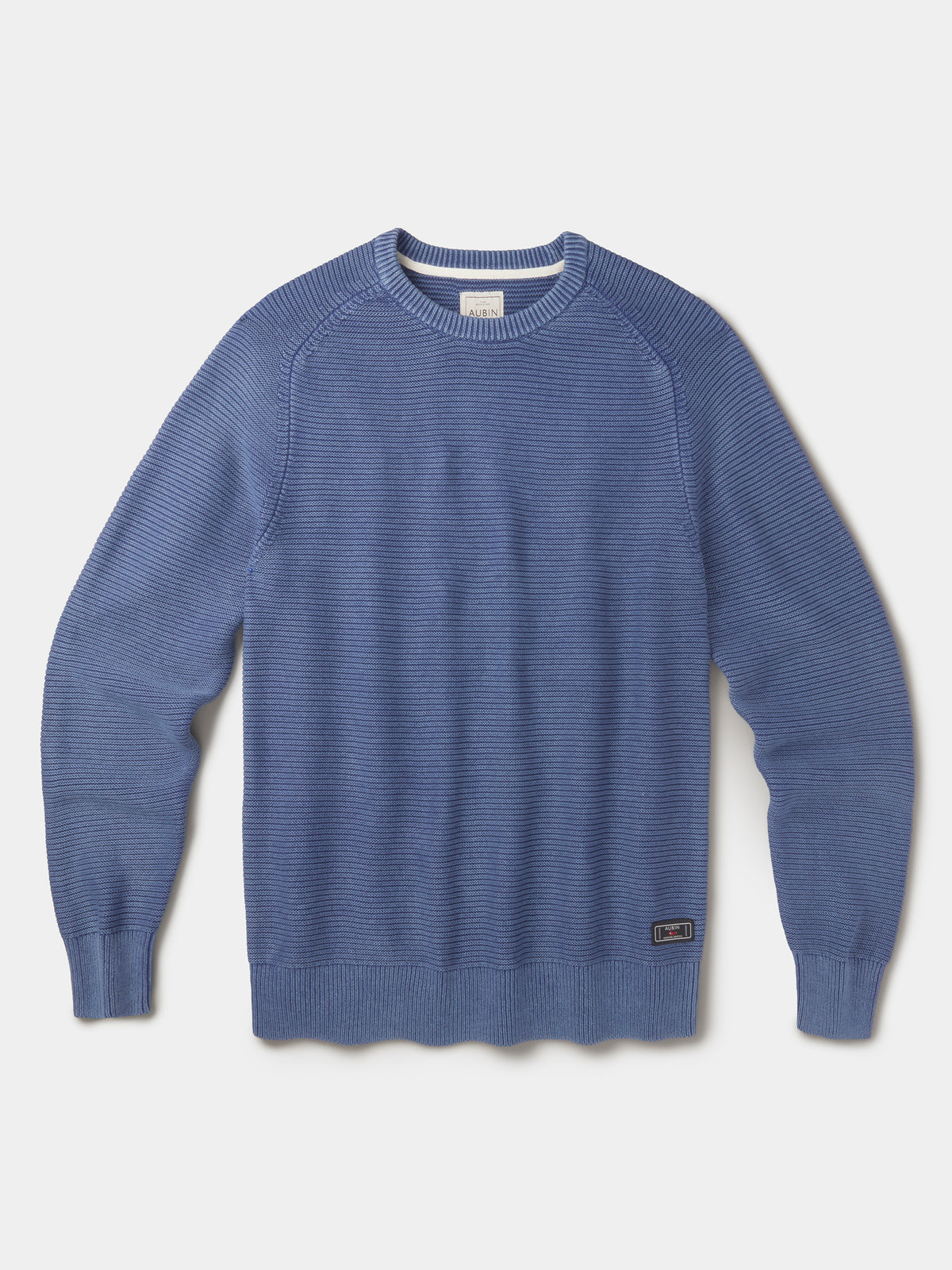 Aubin Navy Saxilby Cotton Tuck Stitch Crew | Crew Neck