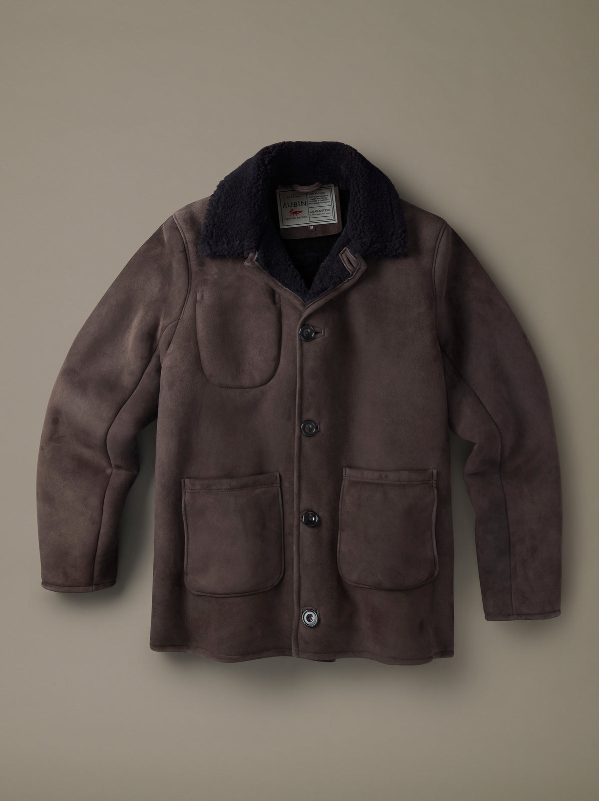 Aubin Sheepskin Coat in Chocolate, front view