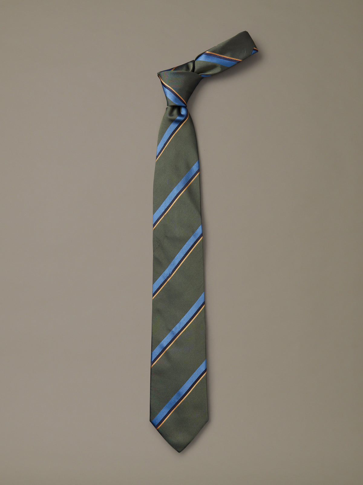 Aubin Khaki Stripe Silk Tie | Ties