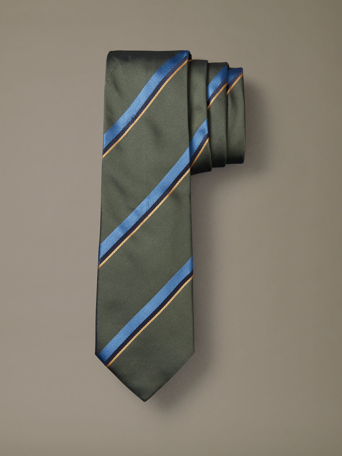 Aubin Khaki Stripe Silk Tie | Ties