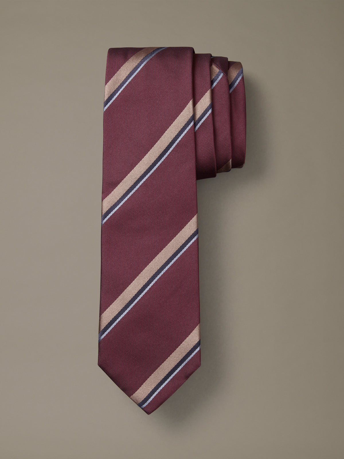 Aubin Oxblood Stripe Silk Tie | Ties