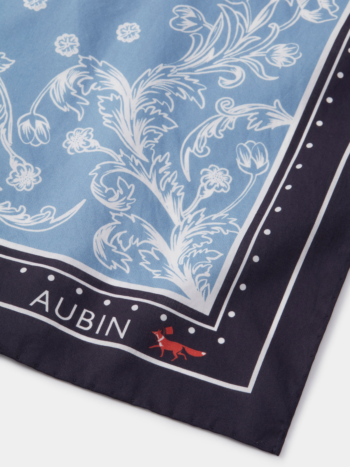 Aubin Blue Delft Floral Print Stanford Bandana | Pocket Square