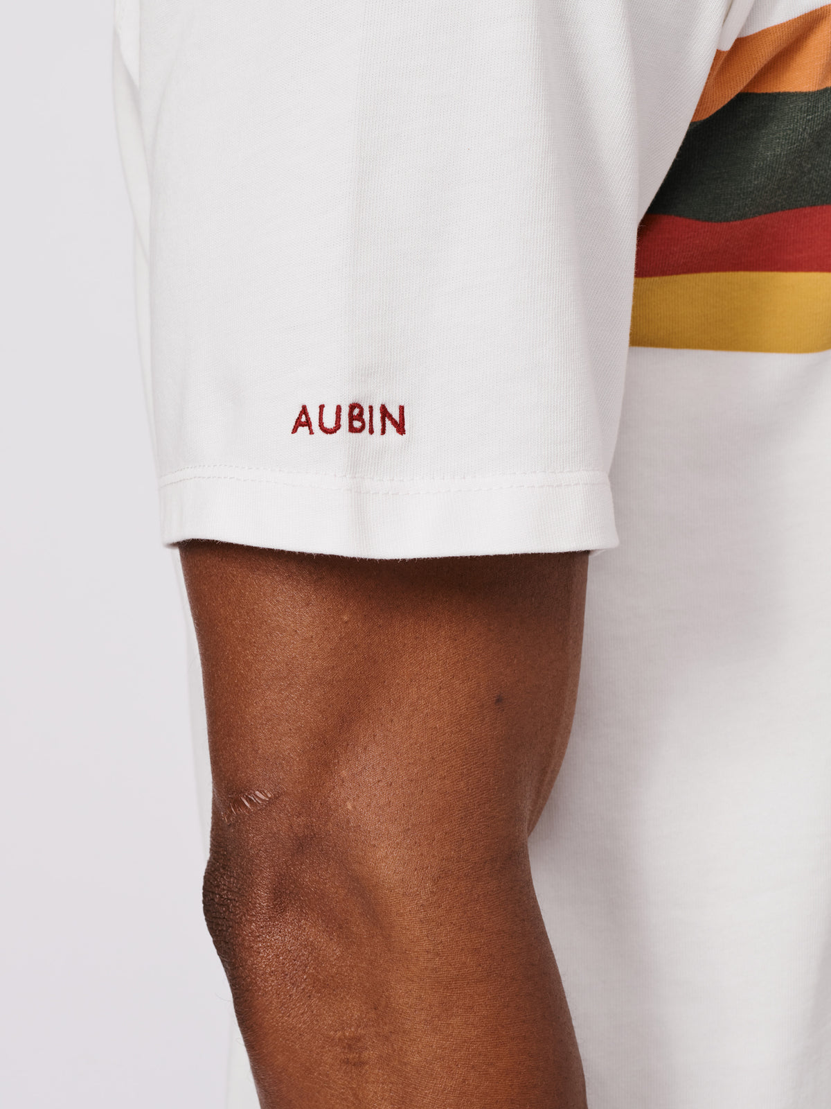 Aubin Chest Band Stripe Santon Relaxed T-Shirt | Striped Tee