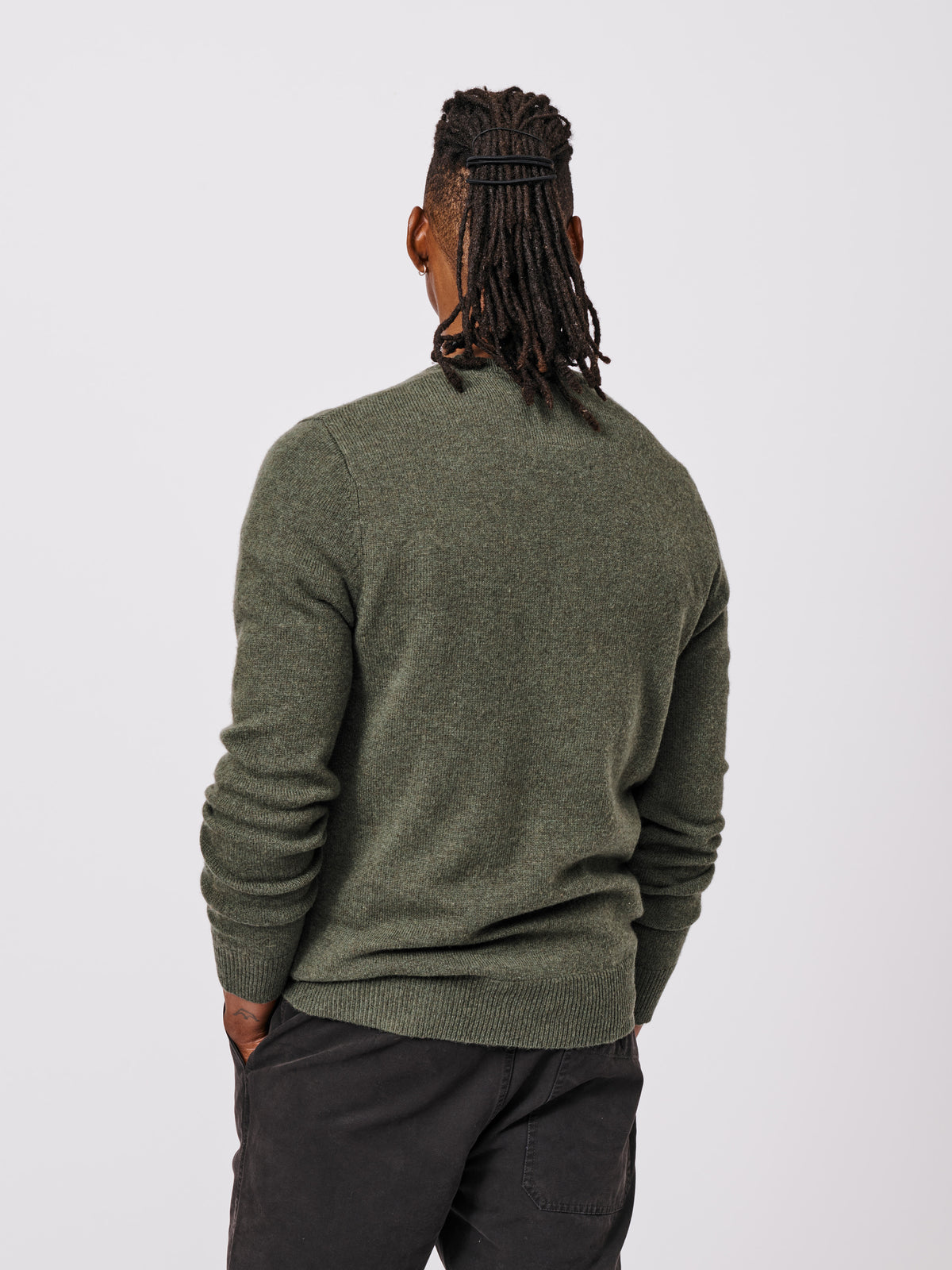 Aubin Dark Khaki Westbourne Merino Crew | Crew Neck