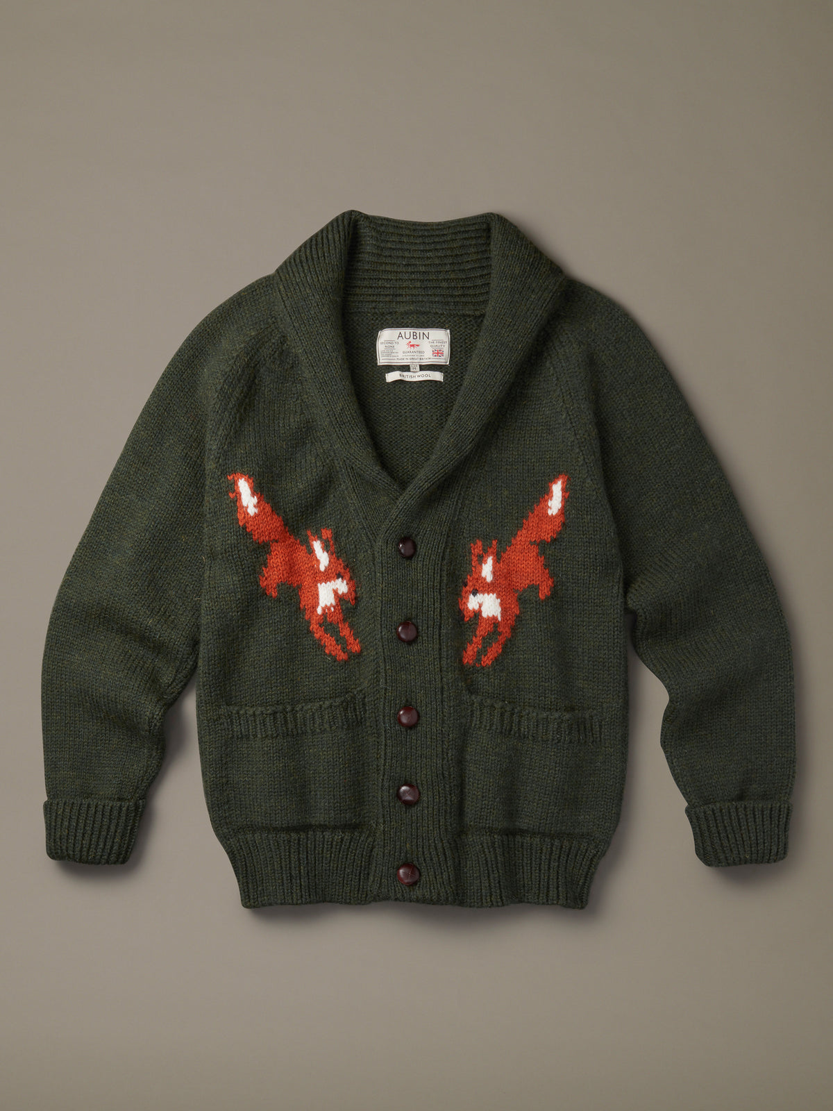 Aubin Khaki Fox Tod Fox Cardigan | Cardigan