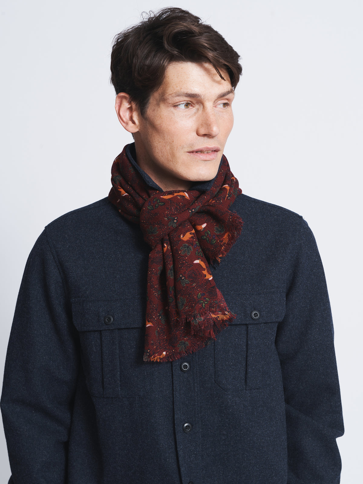 Aubin Burgundy Caversham Printed Scarf | Scarf