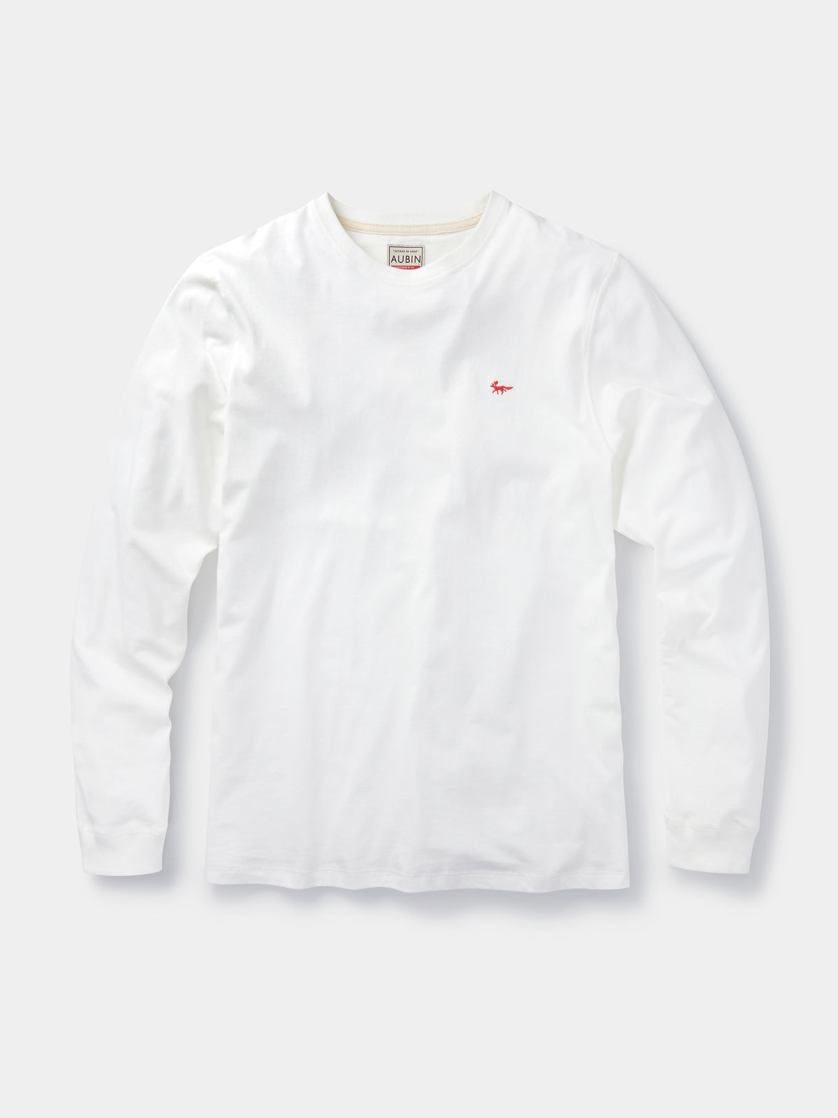 Aubin Buttermere Organic Long Sleeve T-Shirt in White, front view