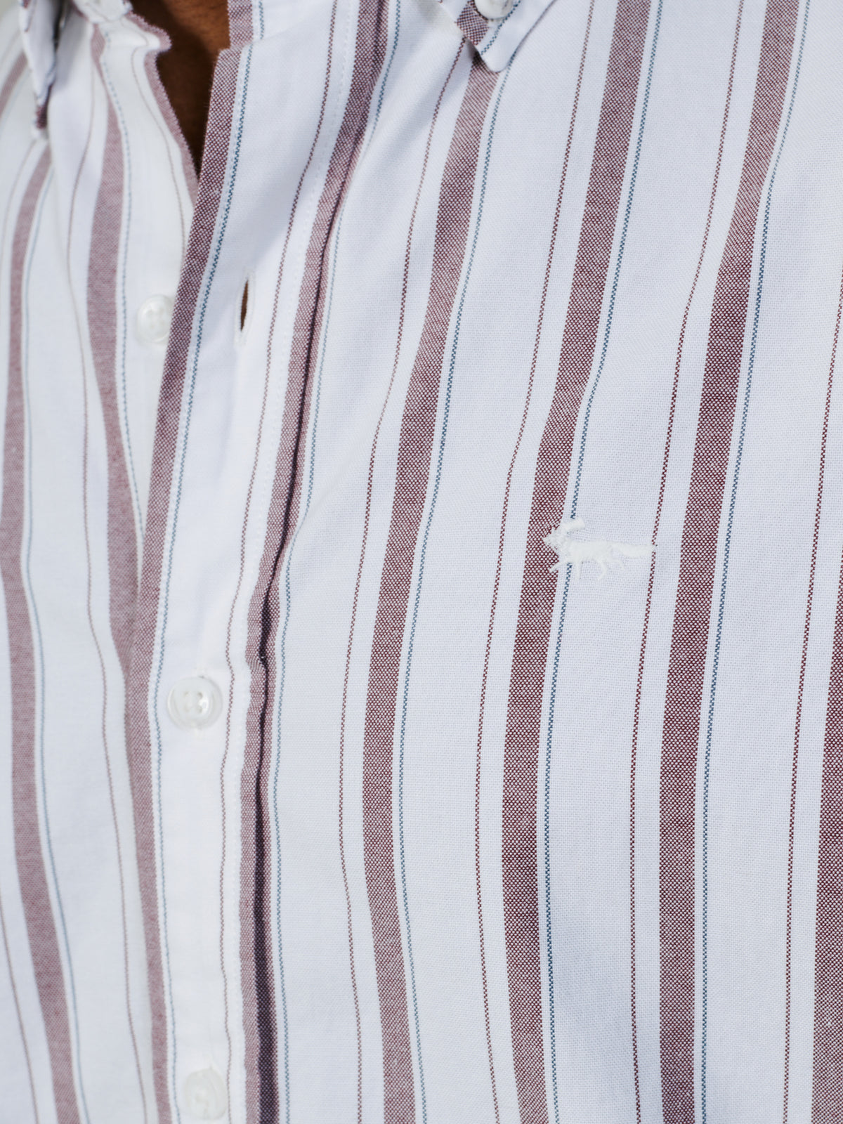 Aubin Oxblood Shadow Stripe Walesby Lightweight Relaxed Oxford Shirt | Oxford Shirt