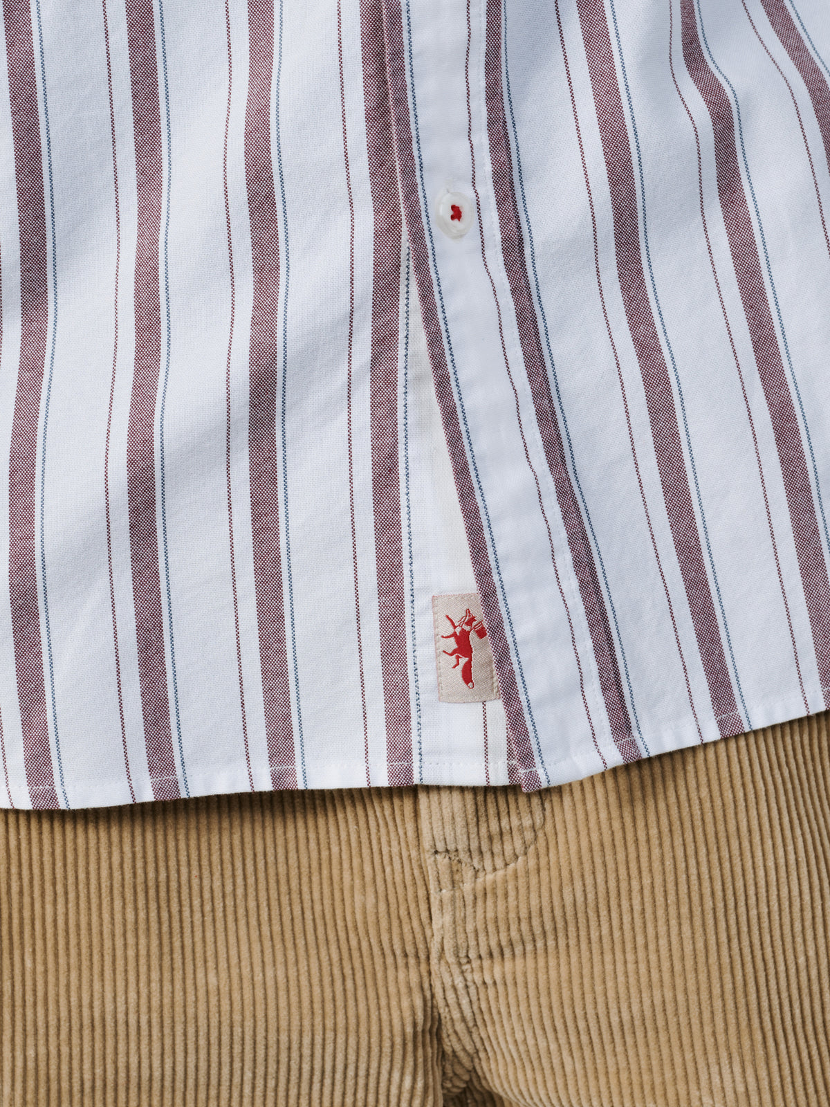 Aubin Oxblood Shadow Stripe Walesby Lightweight Relaxed Oxford Shirt | Oxford Shirt