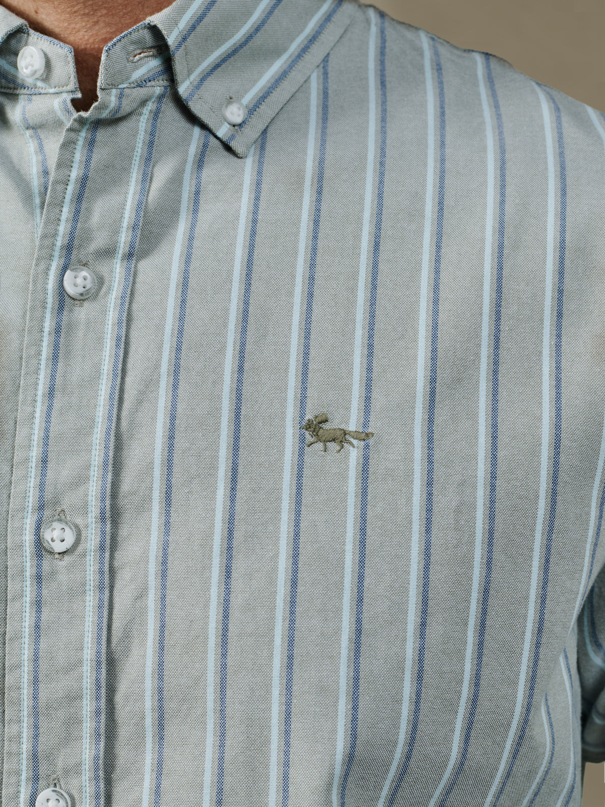Aubin Peppermint Tramline Stripe Walesby Lightweight Relaxed Oxford Shirt | Oxford Shirt