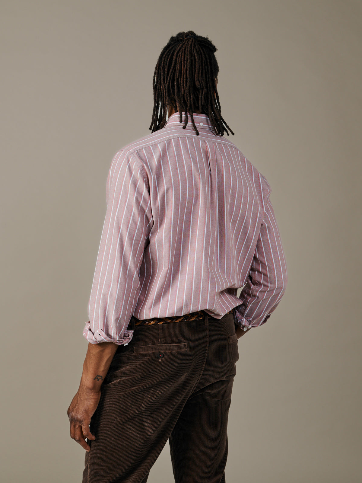 Aubin Red Tramline Stripe Walesby Lightweight Relaxed Oxford Shirt | Oxford Shirt
