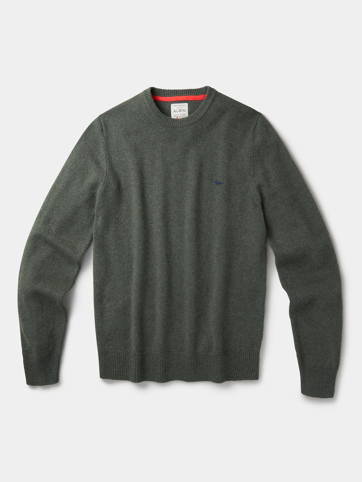 Aubin Dark Khaki Westbourne Merino Crew | Crew Neck