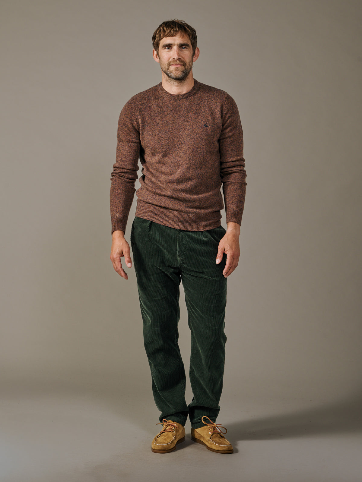 Aubin Chocolate Mix Westbourne Crew Neck Jumper | Crew Neck