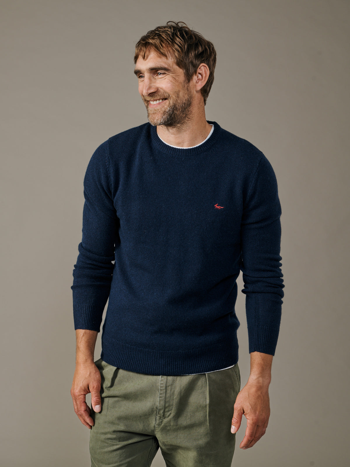 Aubin Navy Westbourne Merino Crew | Crew Neck