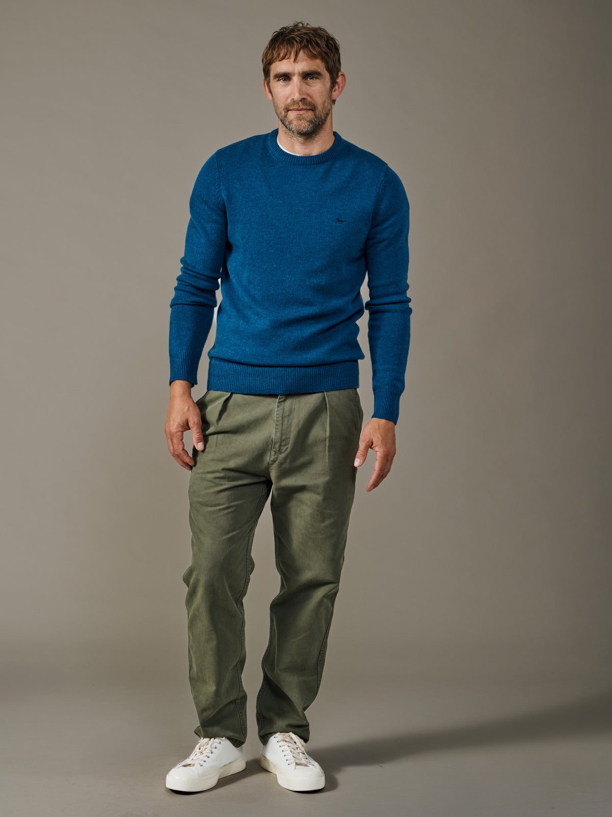 Aubin Denim Blue Westbourne Crew Neck Jumper | Crew Neck