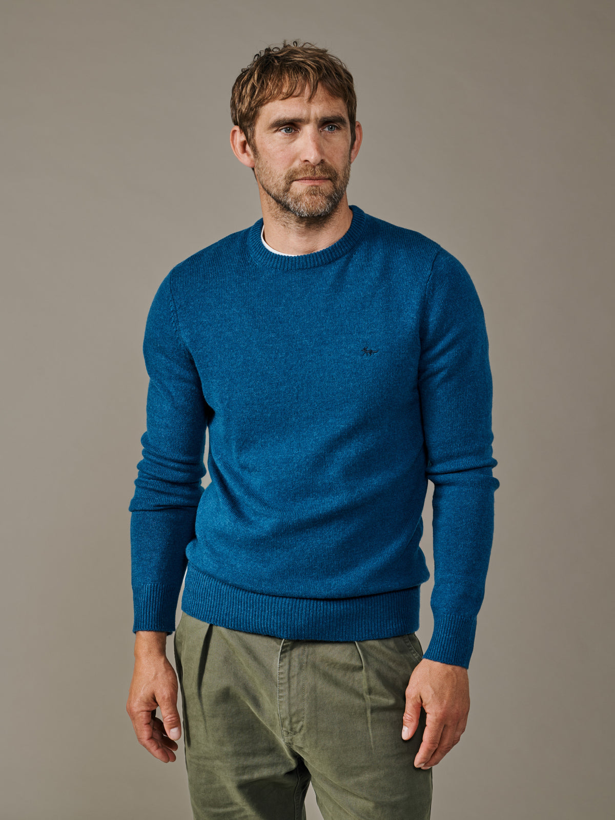 Aubin Denim Blue Westbourne Crew Neck Jumper | Crew Neck