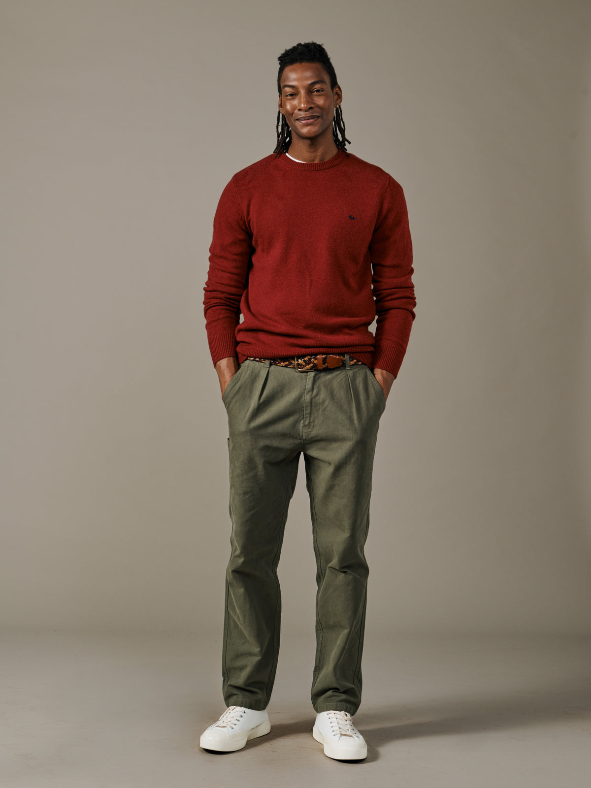 Aubin Red Westbourne Crew Neck Jumper | Crew Neck