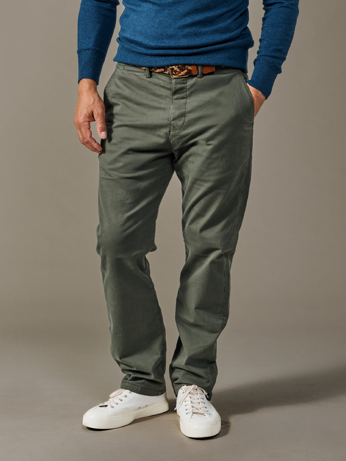 Aubin Khaki Witham Stretch Chino | Chinos