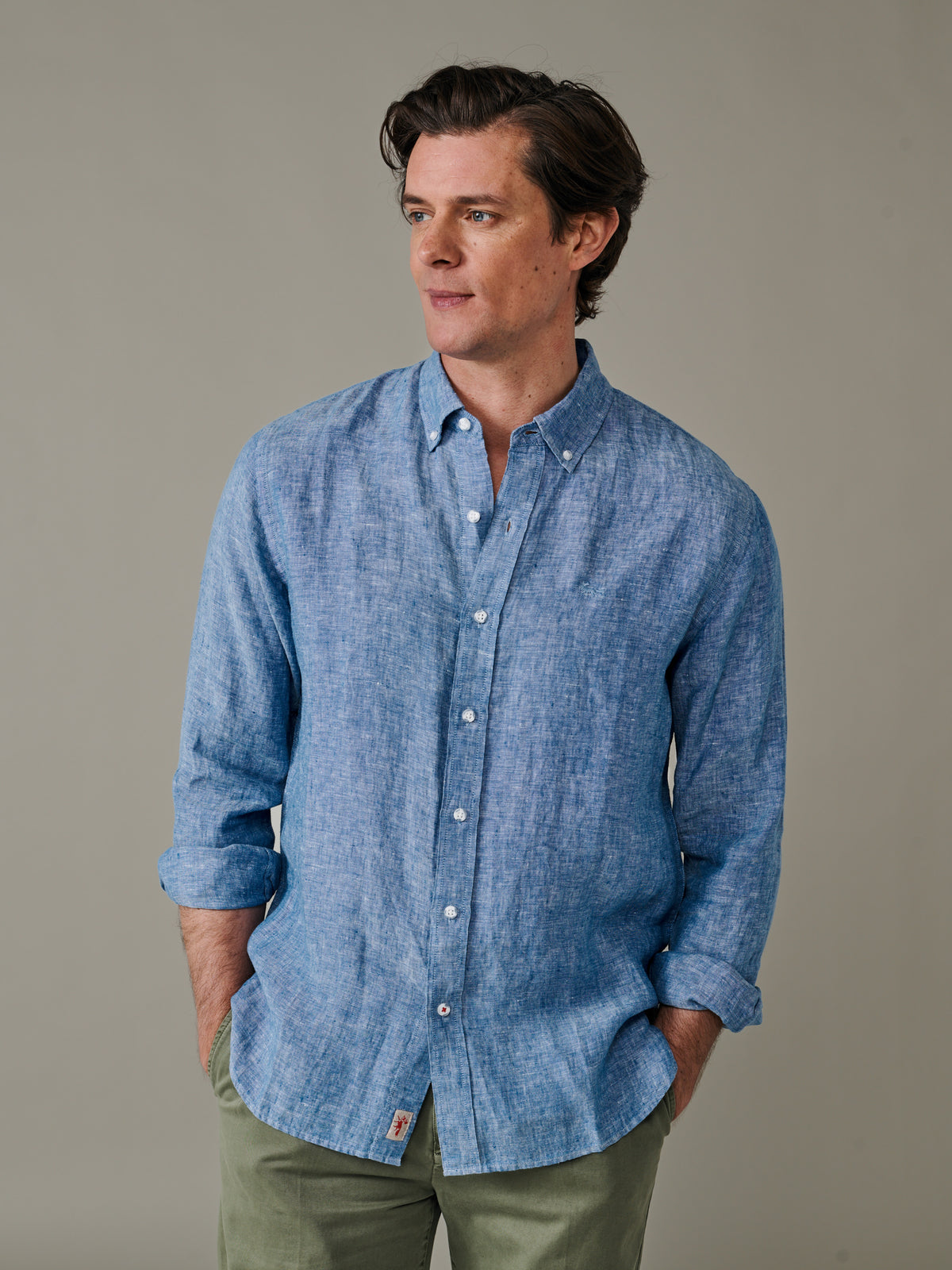 Aubin Blue Worlaby Linen Shirt | Linen Shirt