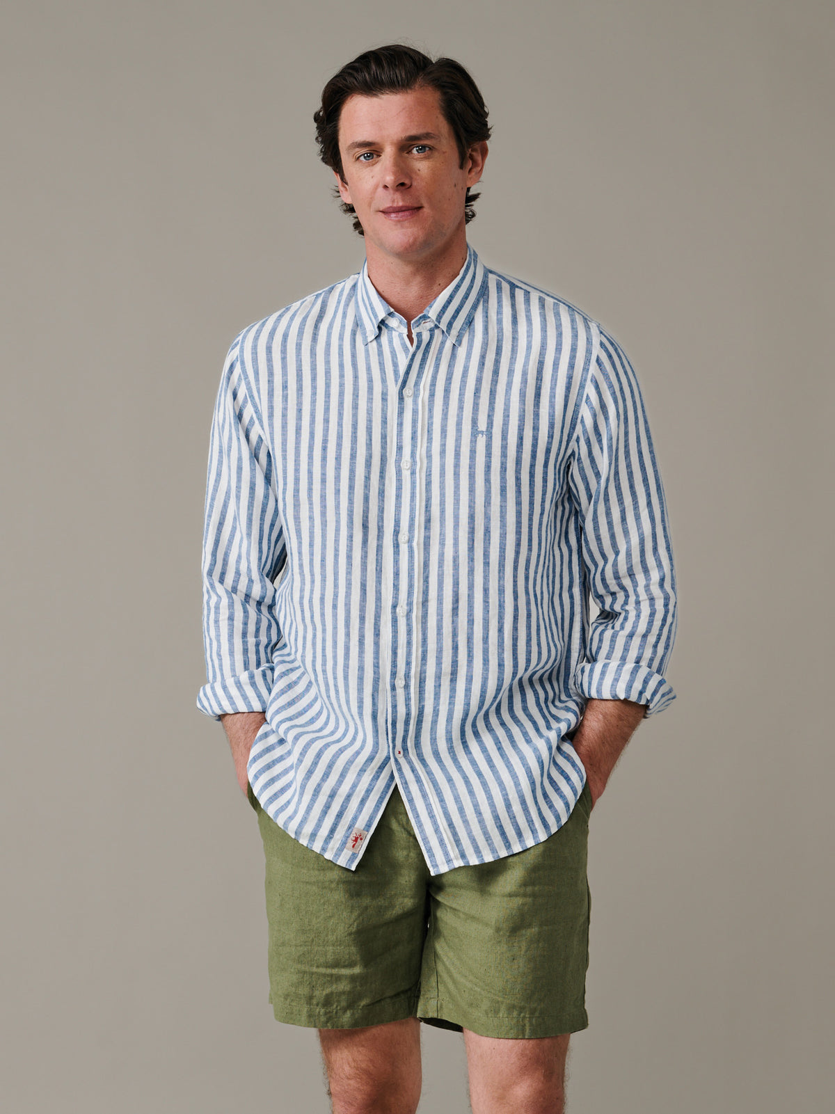 Aubin Blue Stripe Worlaby Linen Shirt | Linen Shirt