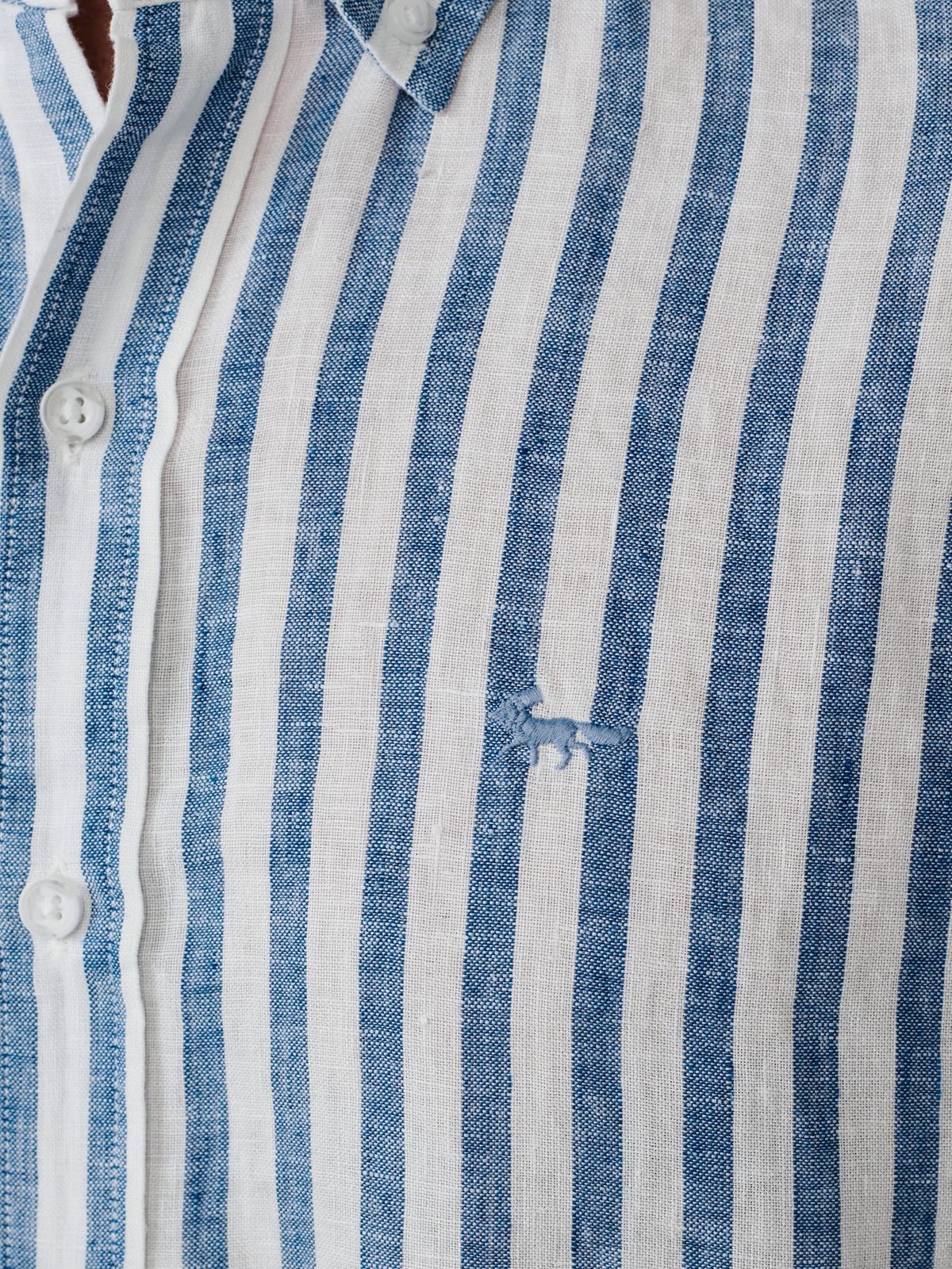 Aubin Blue Stripe Worlaby Linen Shirt | Linen Shirt