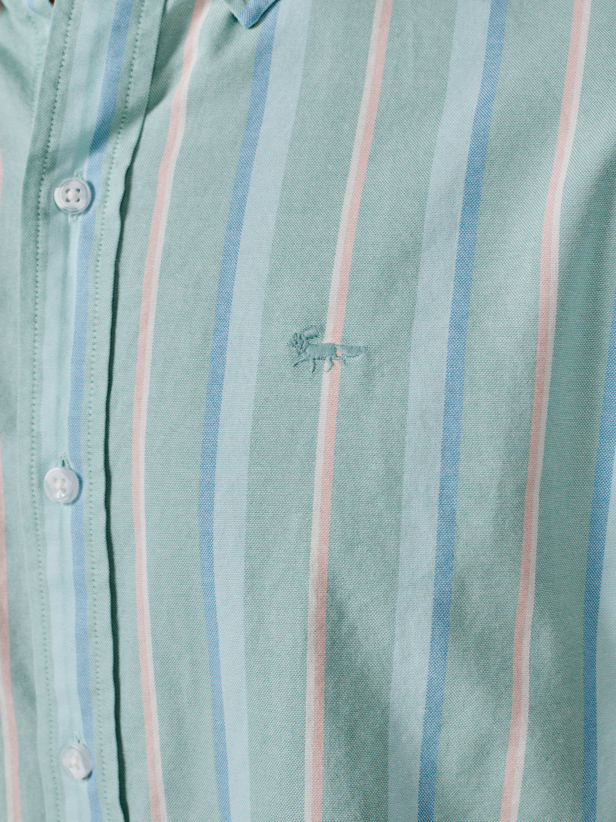 Aubin Green Stripe Walesby Lightweight Relaxed Oxford Shirt | Oxford Shirt