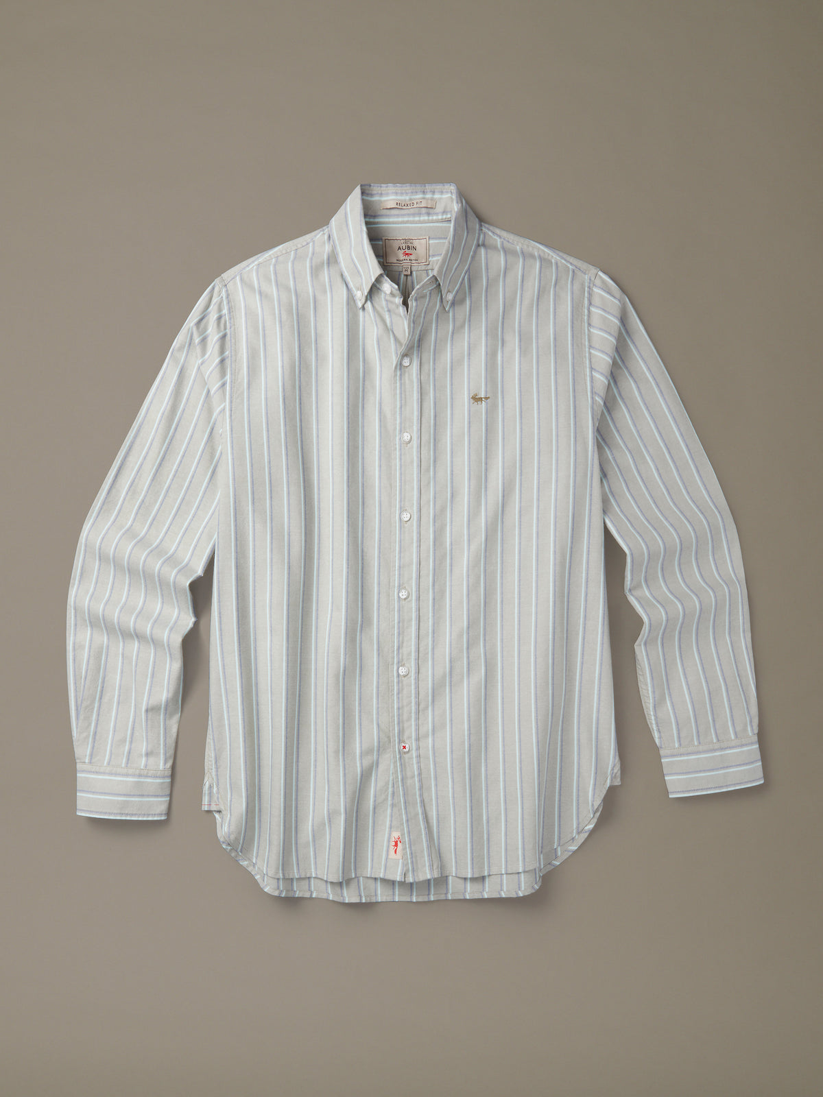 Aubin Peppermint Tramline Stripe Walesby Lightweight Relaxed Oxford Shirt | Oxford Shirt