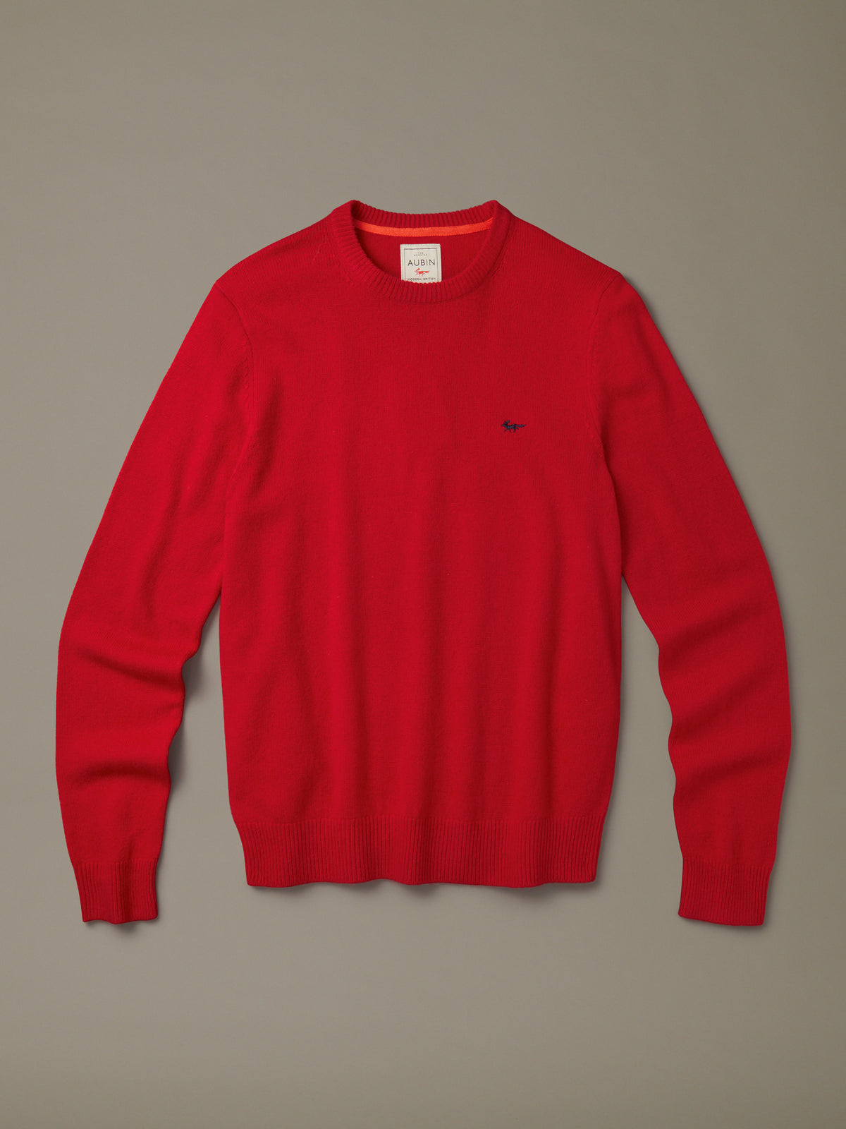 Aubin Red Westbourne Crew Neck Jumper | Knitwear