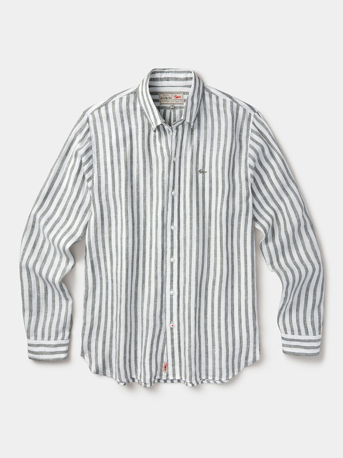 Aubin Khaki Stripe Worlaby Linen Shirt | Linen Shirt
