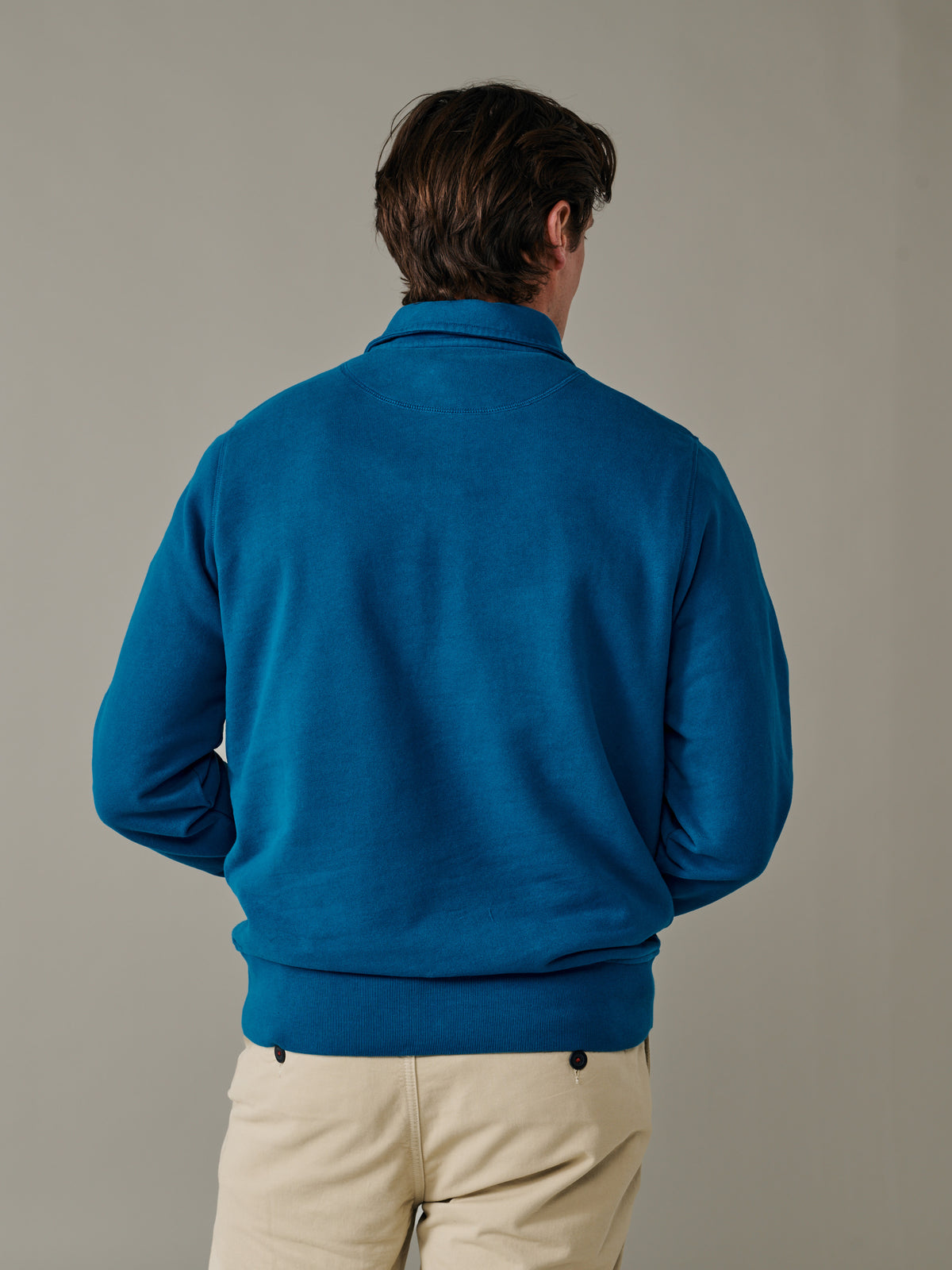 Aubin Washed Cobalt Harris Zip Neck | Zip Neck