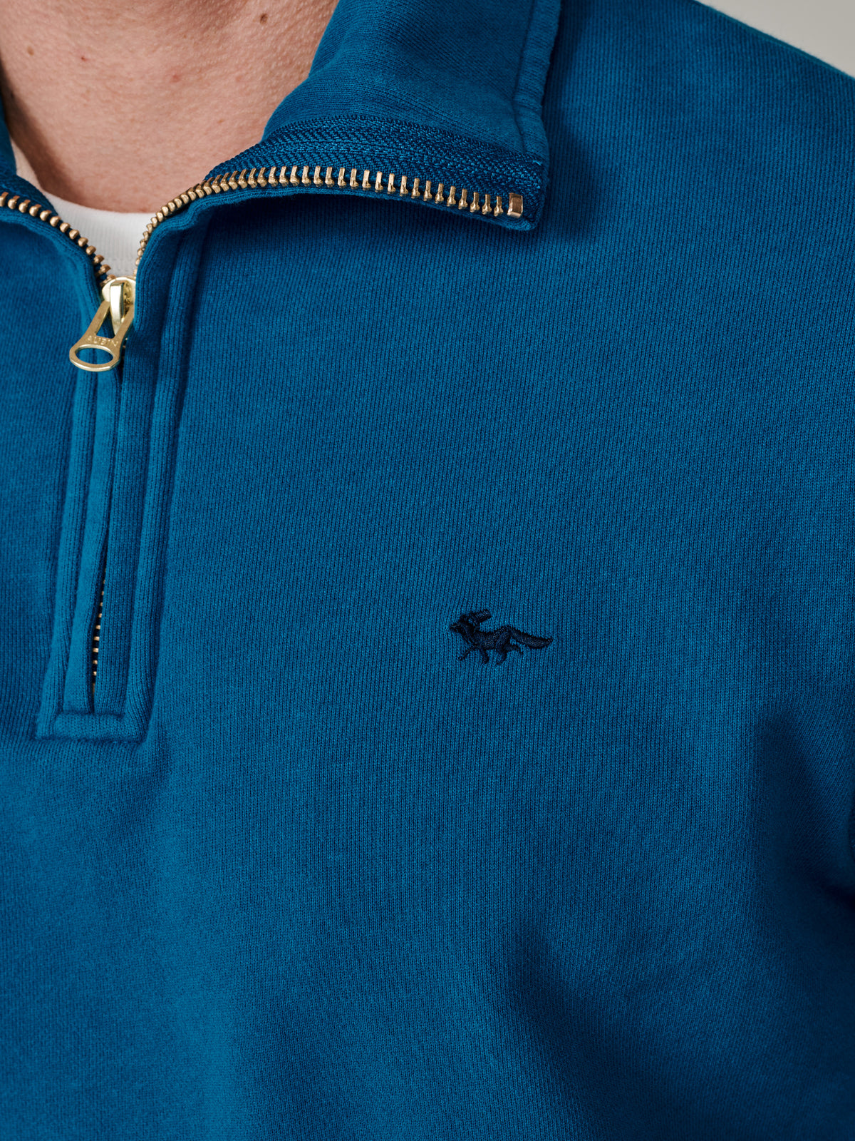 Aubin Washed Cobalt Harris Zip Neck | Zip Neck
