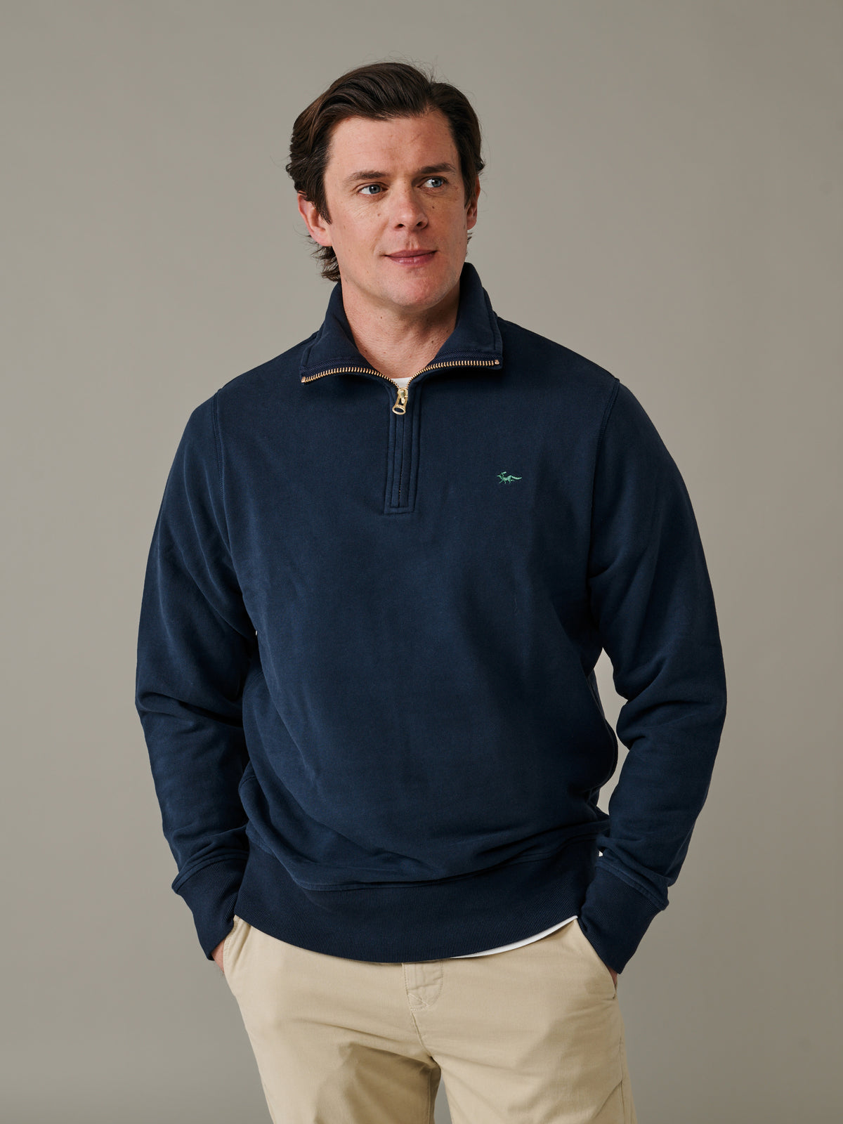 Aubin Navy Harris Zip Neck | Zip Neck