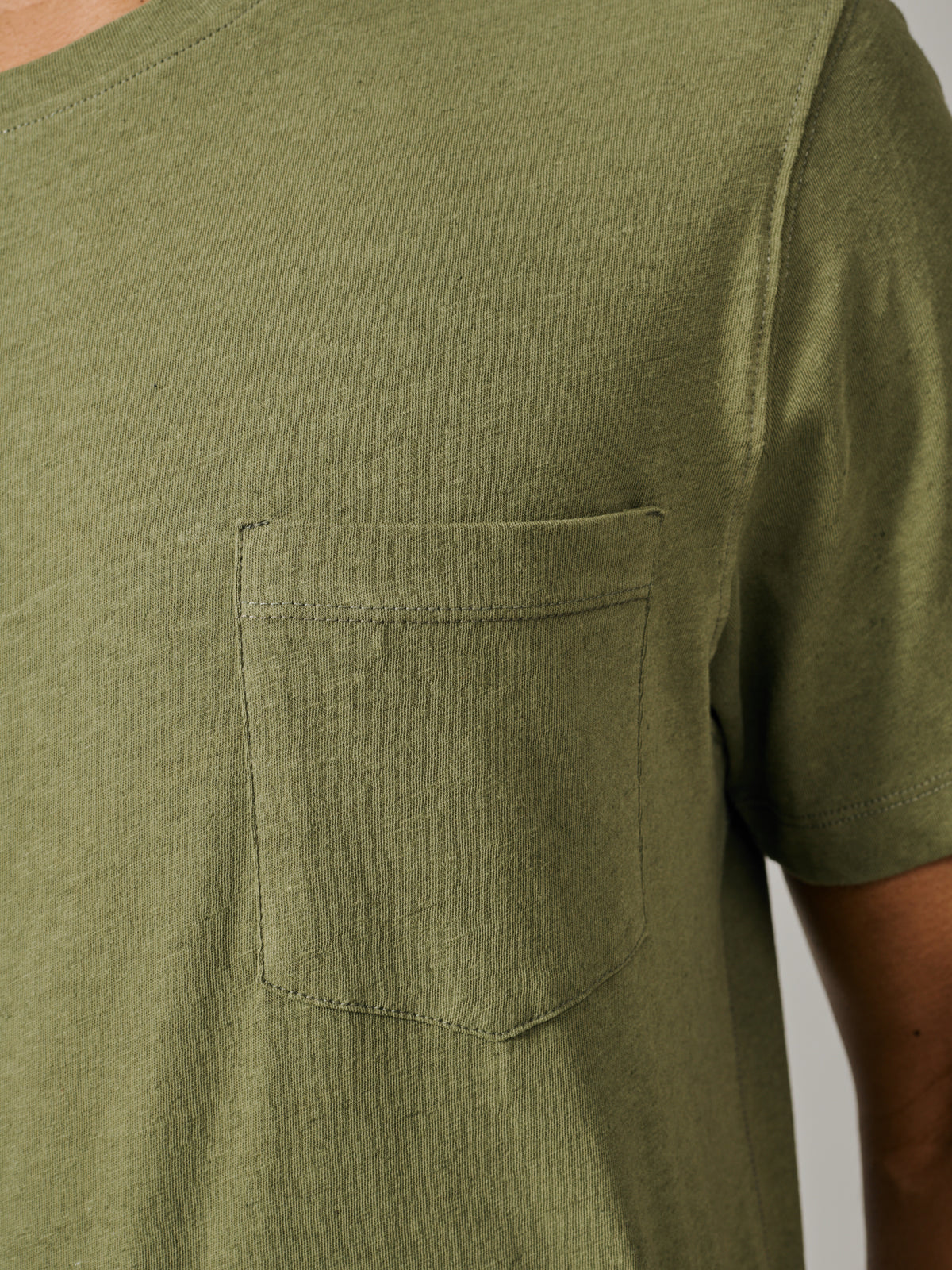 Aubin Khaki Aldam Cotton Linen T-Shirt | T-Shirt