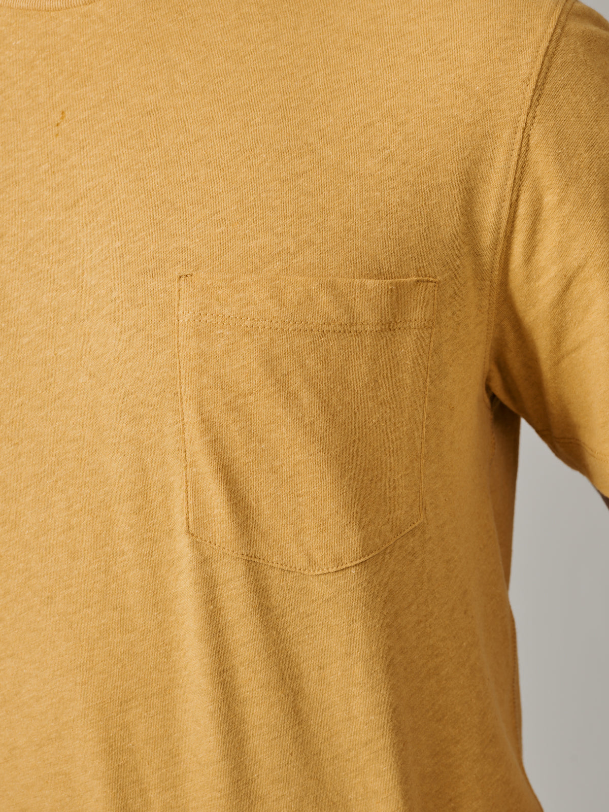 Aubin Yellow Aldam Cotton Linen T-Shirt | T-Shirt