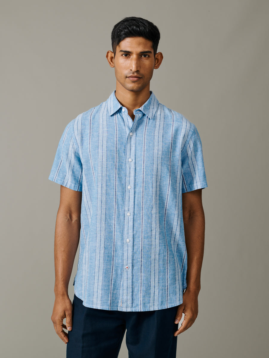 Austin Linen Blend Short Sleeved Shirt
