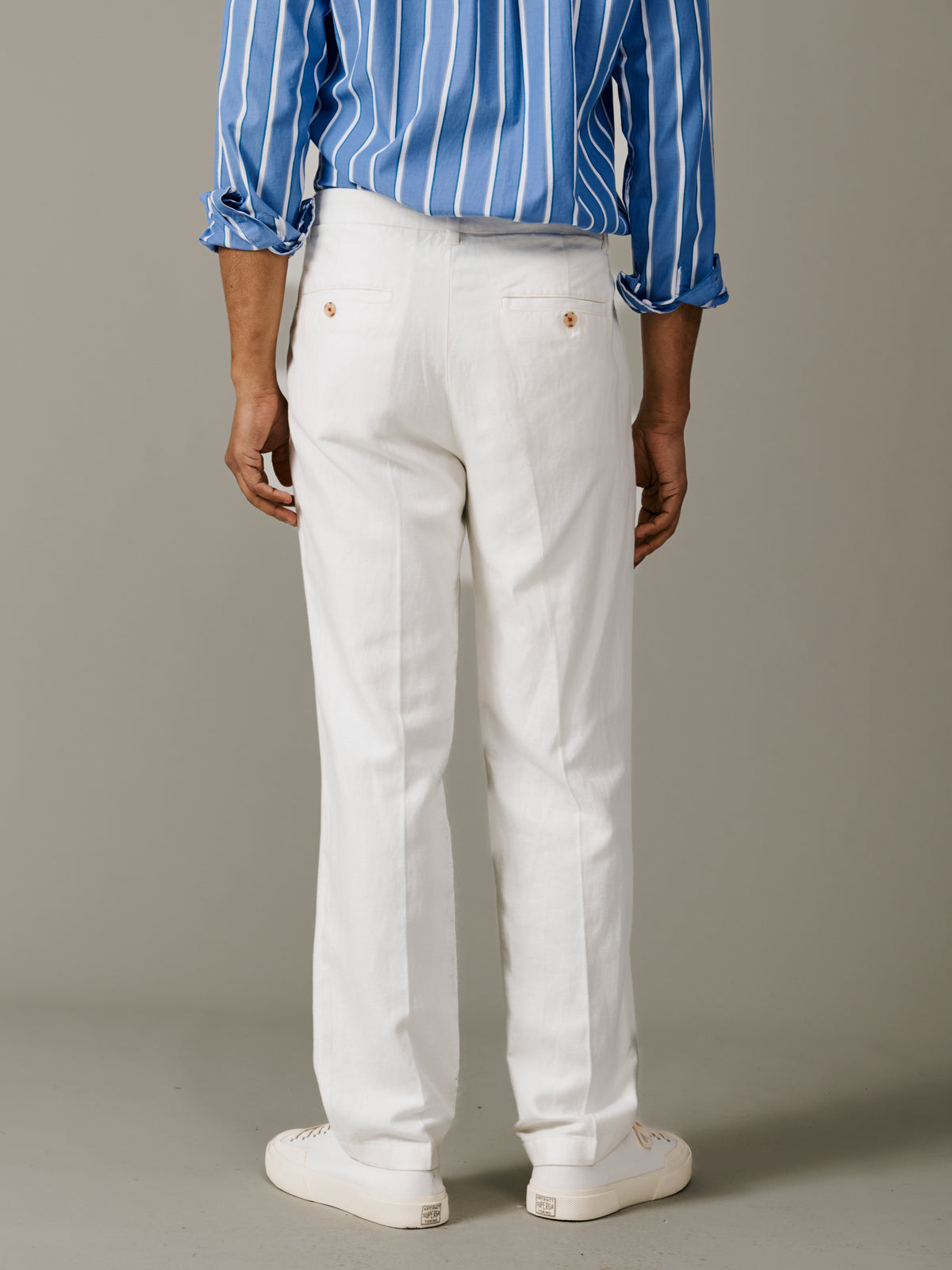 Aubin Vintage White Axholme Slim Leg Trouser | Linen Trousers