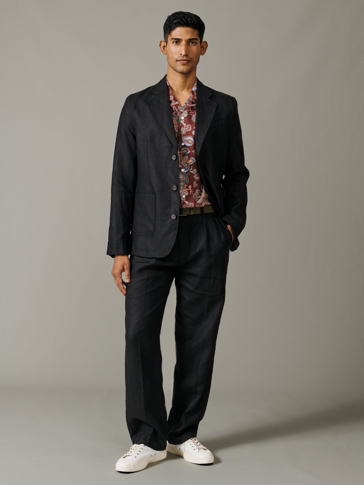Aubin Black Belvedere Relaxed Linen Jacket | Linen Jacket