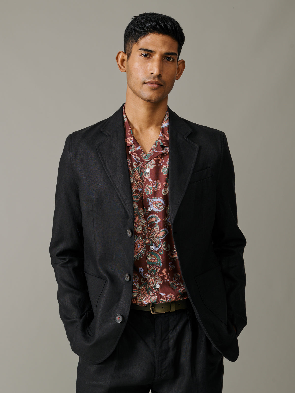 Aubin Black Belvedere Relaxed Linen Jacket | Linen Jacket