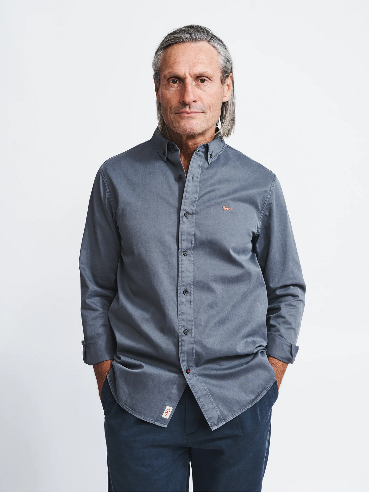 Aubin Grey Hessle Shirt | Oxford Shirt