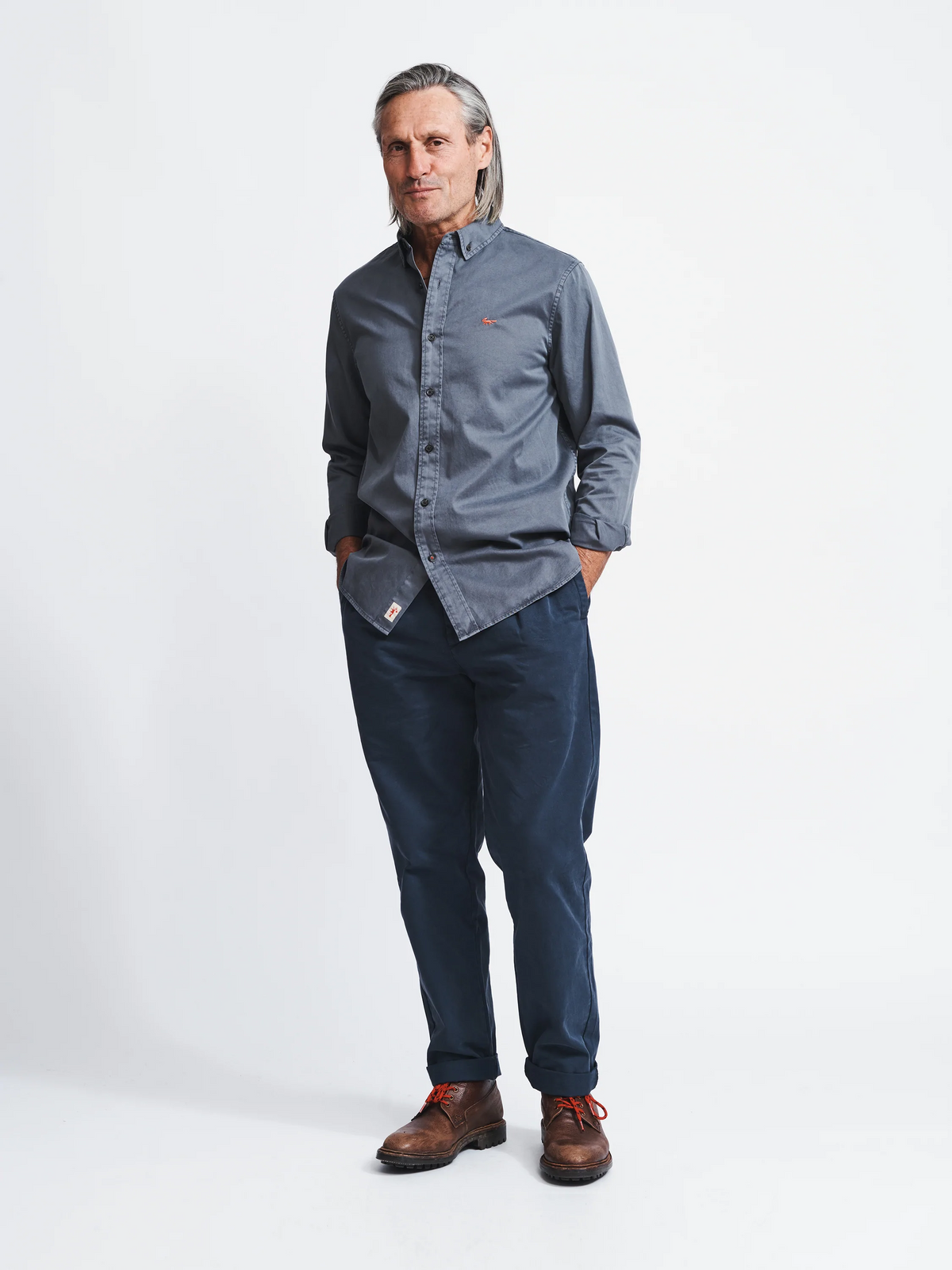 Aubin Grey Hessle Shirt | Oxford Shirt