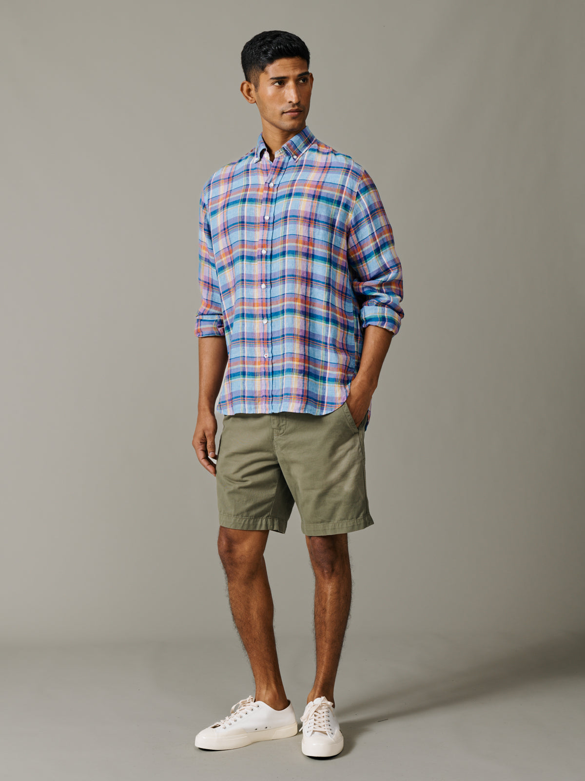 Aubin Bright Blue Check Croyland Madras Checked Shirt | Checked Shirt