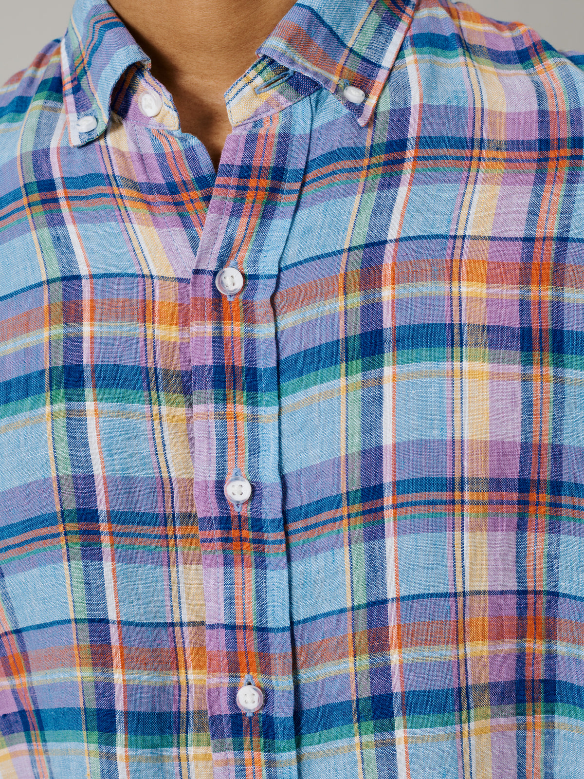 Aubin Bright Blue Check Croyland Madras Checked Shirt | Checked Shirt