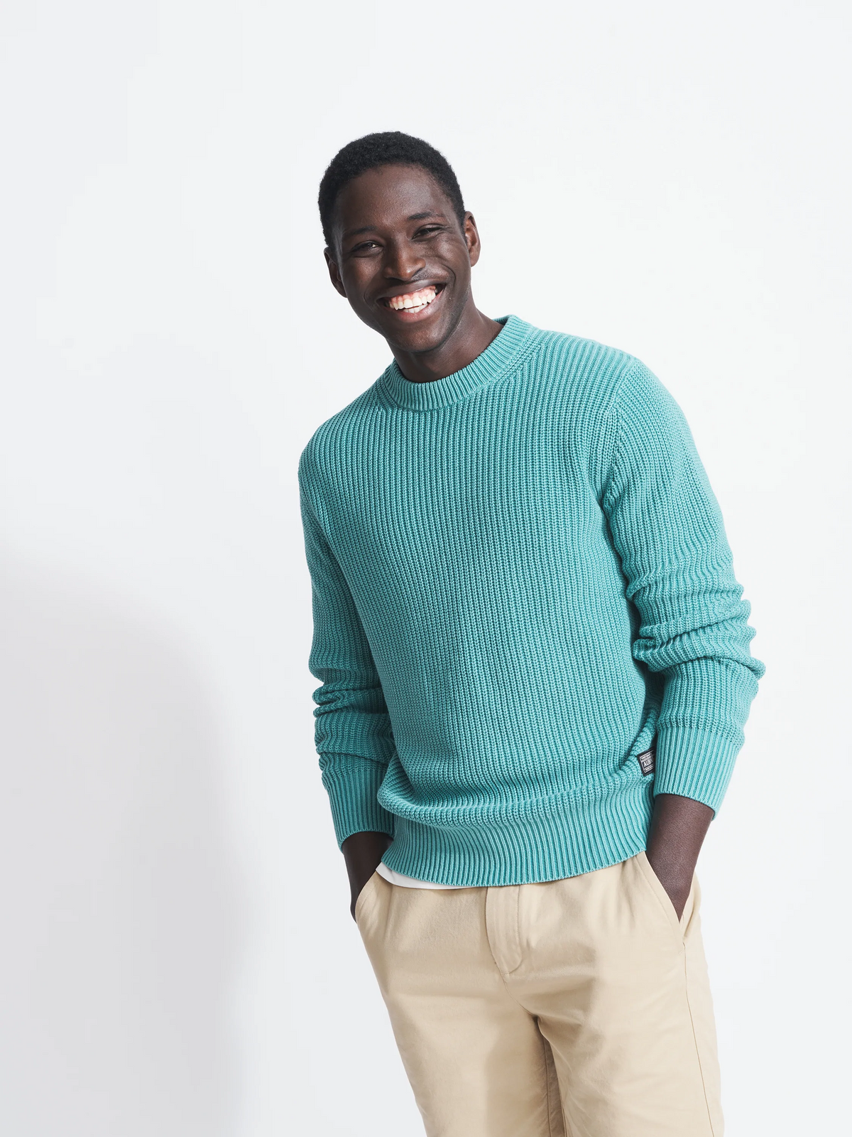 Aubin Dark Teal Martin Ribbed Crew | Crew Neck