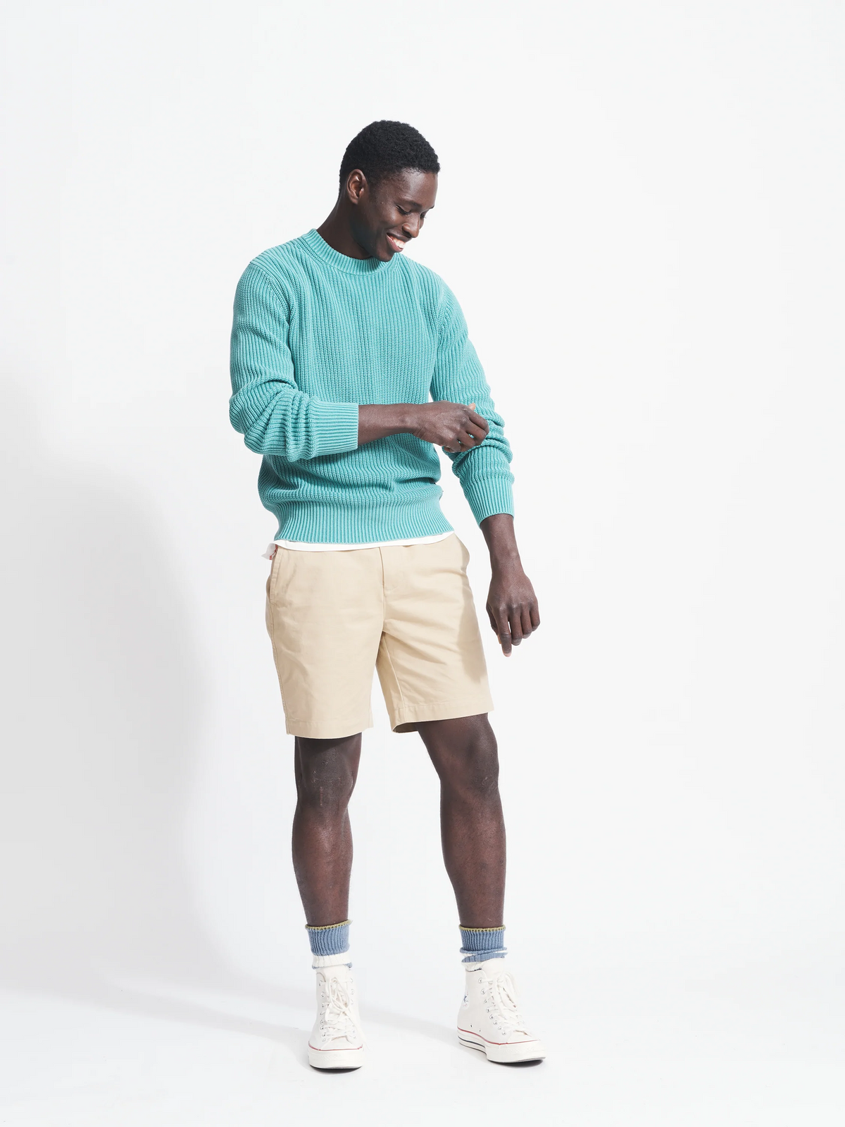 Aubin Dark Teal Martin Ribbed Crew | Crew Neck